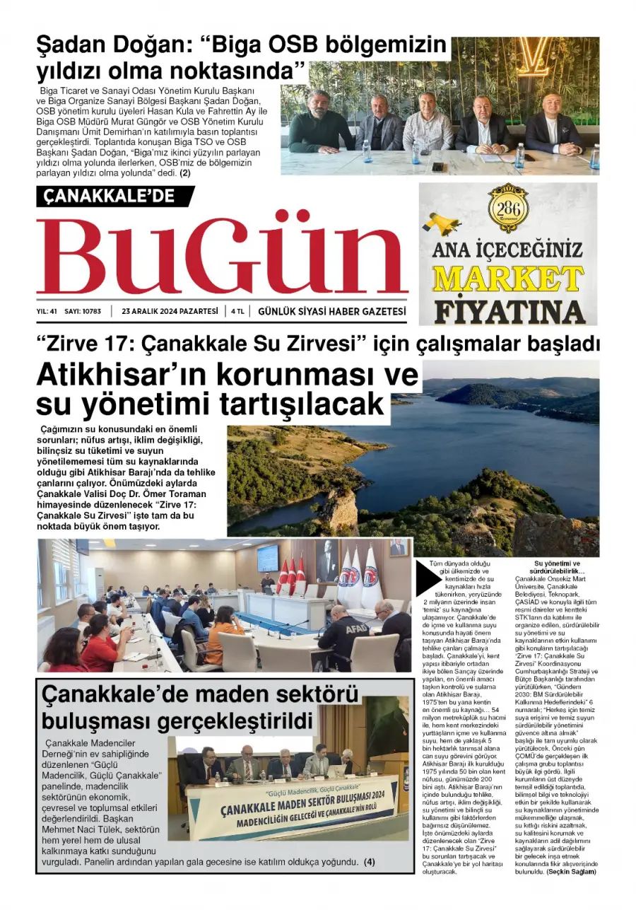 Çanakkale'de Bugün 23.12.2024